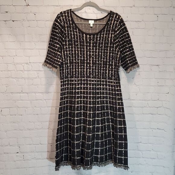 Dressbarn plus size midi sweater dress with fringes - Picture 1 of 10